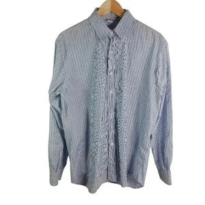 Barney's New York Co-Op Men's Blue Striped Long Sleeved Button Up Size 48/62